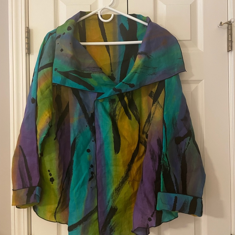Handpainted linen jacket.